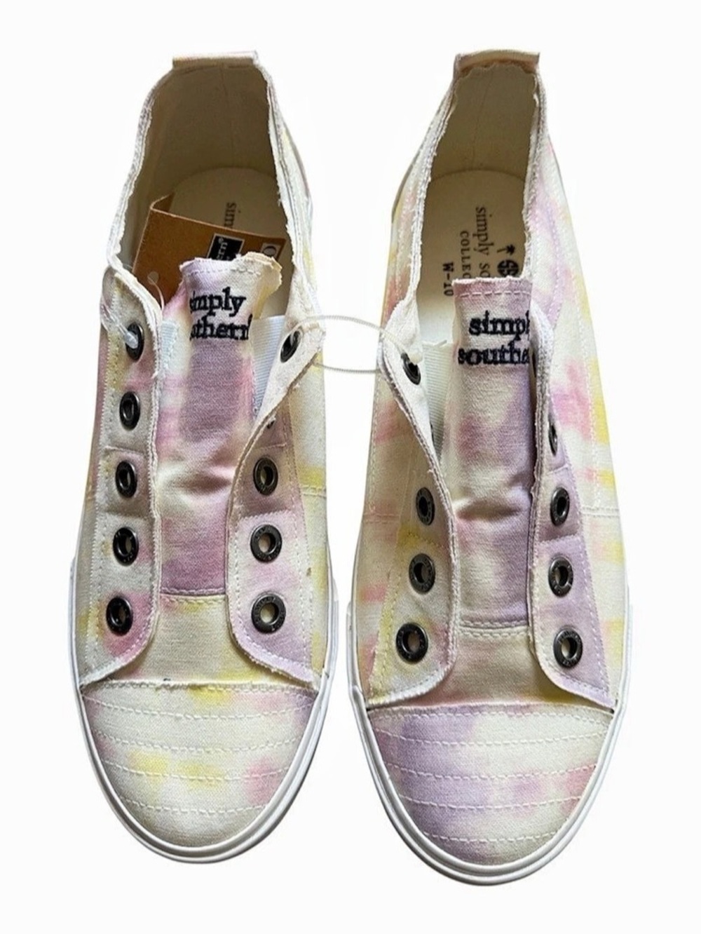 Simply Southern Collection Tie-Dye Slip On Sneakers Pink & Yellow size 10